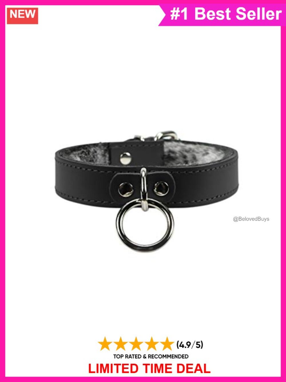 Latigo Leather O Ring Choker Collar Adjustable Goth Necklace Statement Piece